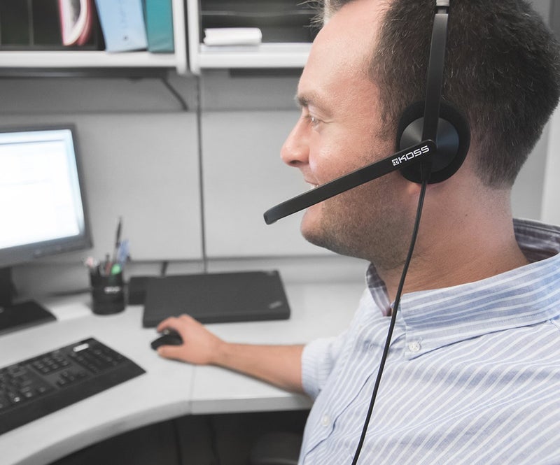 Koss CS195 USB Single-Sided On-Ear Communication Headset, Noise-Cancelling Electret Microphone, Flexible Microphone Arm, Wired with USB Plug, Black - Image 5